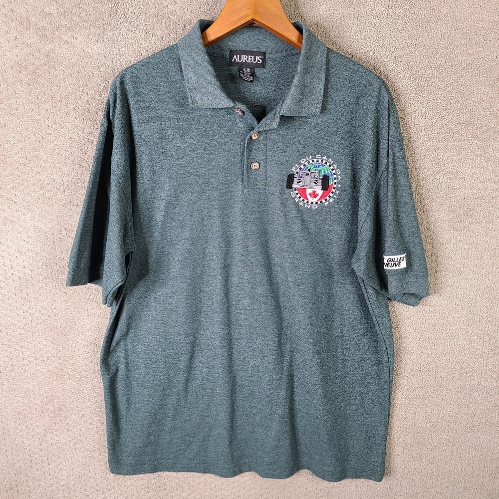 Formula 1 Grand Prix Shirt Mens L Blue Polo Aureus Circuit Gilles Villeneuve VTG